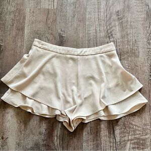 Zara Cream Double-Layer Ruffle Skort